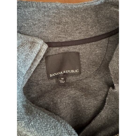 Banana Republic Gray Cotton Wool Blend 1/4 Zip Pullover Sweater Mens Size Medium - Picture 7 of 8